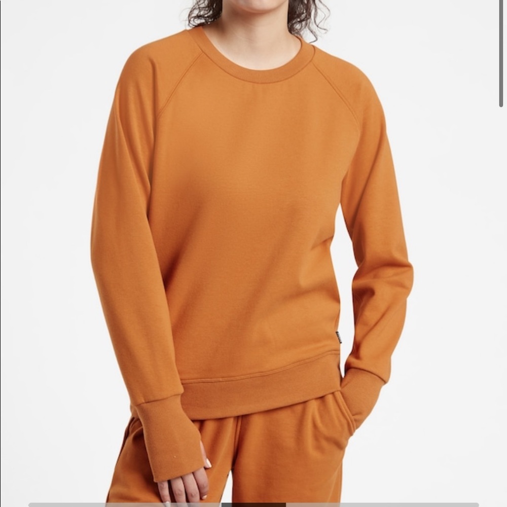 Althleta Triumph Crewneck in “Cattail Brown”/burnt orange.